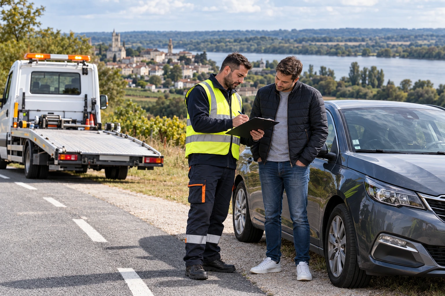 Professionnel échangeant avec un technicien de dépannage